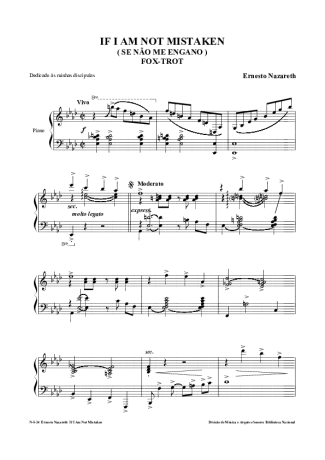 Ernesto Nazareth Se Não Me Engano score for Piano
