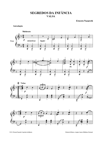 Ernesto Nazareth Segredos Da Infância score for Piano