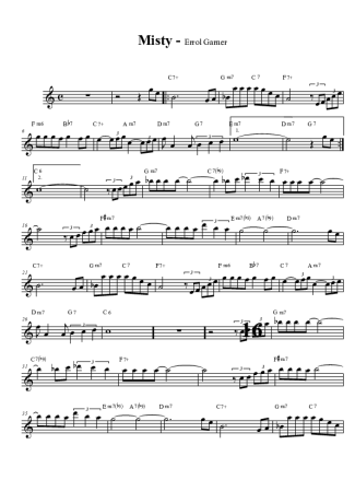 Errol Garner Misty score for Alto Saxophone