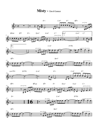 Errol Garner Misty score for Tenor Saxophone Soprano (Bb)