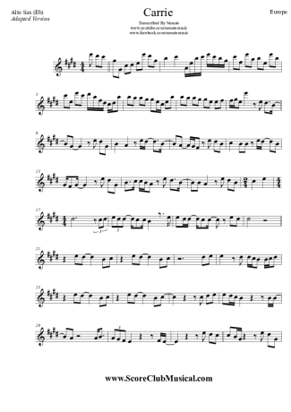 Europe Carrie score for Alto Saxophone