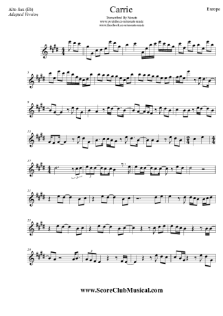 Europe  score for Alto Saxophone