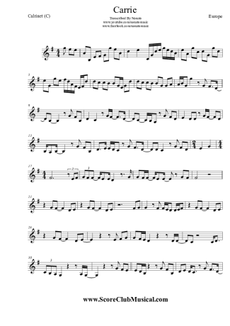 Europe Carrie score for Clarinet (C)