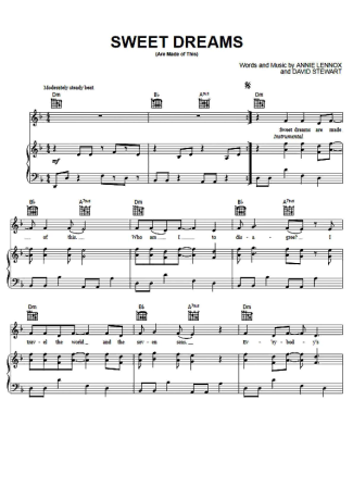 Eurythmics Sweet Dreams score for Piano