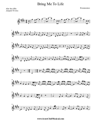 Evanescence  score for Alto Saxophone