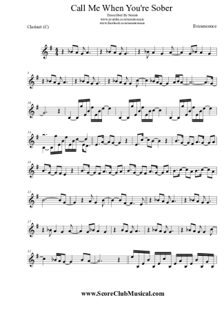 Evanescence  score for Clarinet (C)