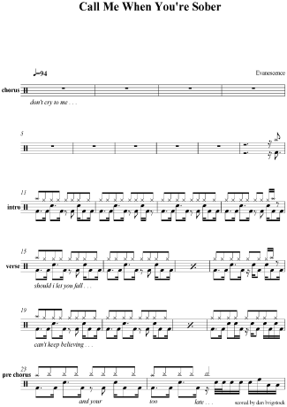Evanescence  score for Drums