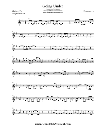 Evanescence  score for Clarinet (C)