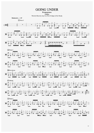 Evanescence  score for Drums