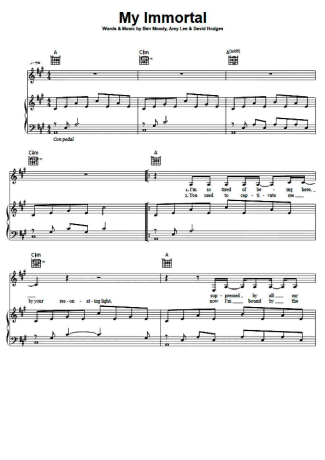 Evanescence My Immortal (V2) score for Piano