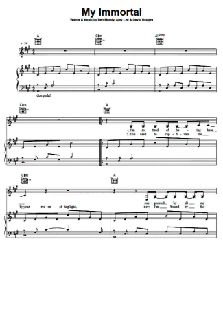 Evanescence  score for Piano