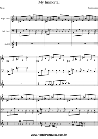 Evanescence  score for Piano