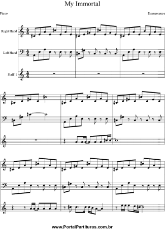 Evanescence  score for Piano