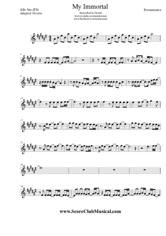 Evanescence  score for Alto Saxophone