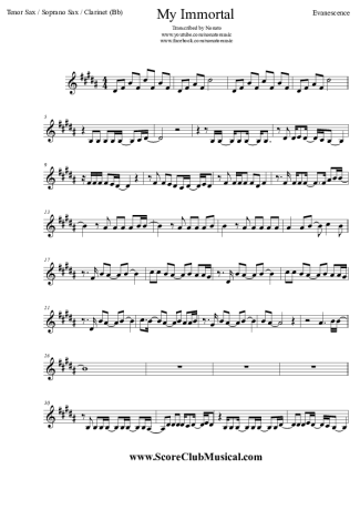 Evanescence  score for Clarinet (Bb)