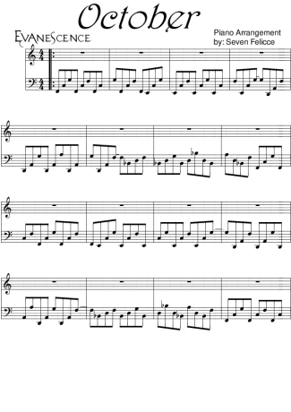 Evanescence  score for Piano