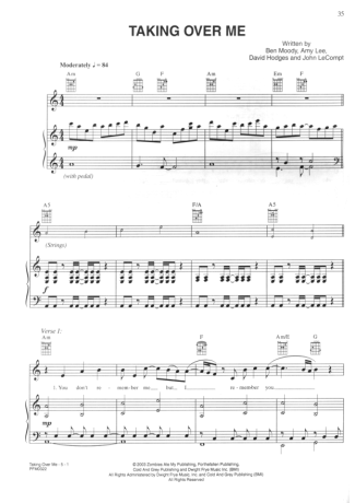 Evanescence  score for Piano