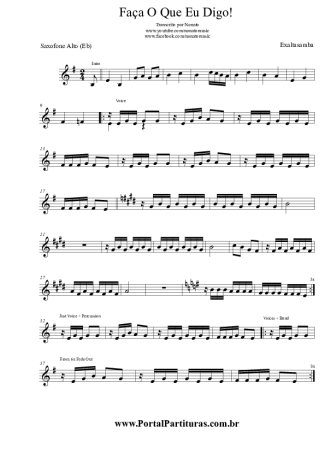 Exaltasamba Faça O Que Eu Digo score for Alto Saxophone