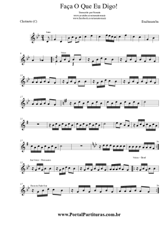 Exaltasamba Faça O Que Eu Digo score for Clarinet (C)