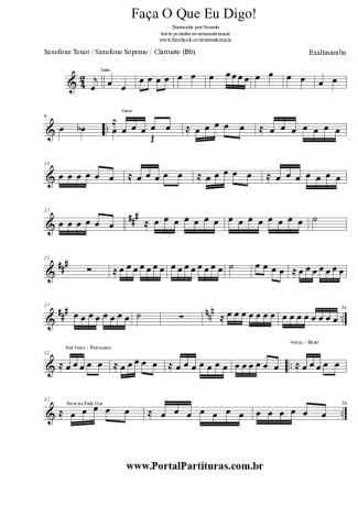 Exaltasamba Faça O Que Eu Digo score for Tenor Saxophone Soprano (Bb)
