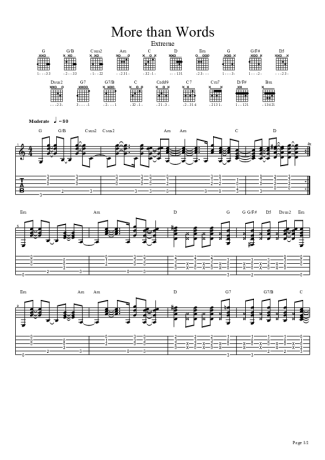 Extreme More Than Words score for Acoustic Guitar