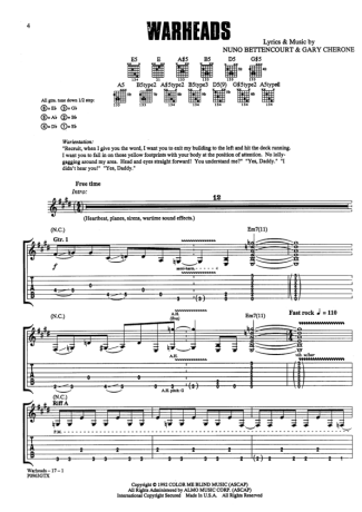 Extreme War Heads score for Guitar