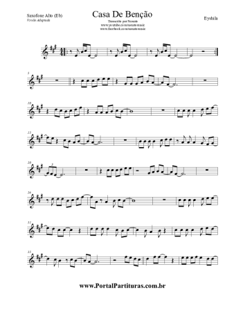 Eyshila Casa De Benção score for Alto Saxophone