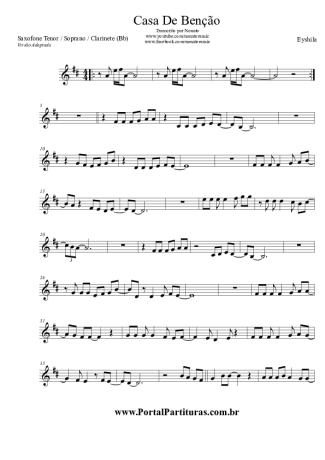 Eyshila Casa De Benção score for Tenor Saxophone Soprano (Bb)