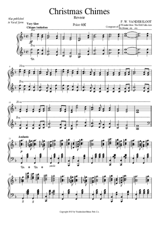 F. W. Vandersloot Christmas Chimes 1915 score for Piano
