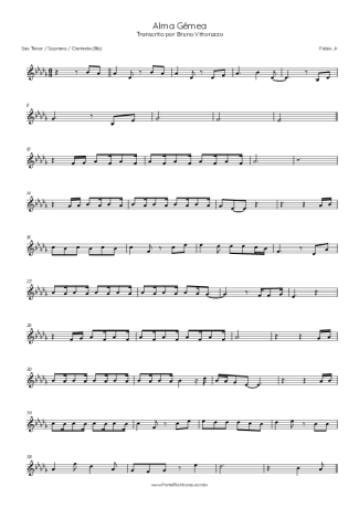 Fábio Jr. Alma Gêmea score for Tenor Saxophone Soprano (Bb)