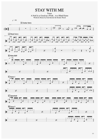 Faces Stay With Me score for Drums