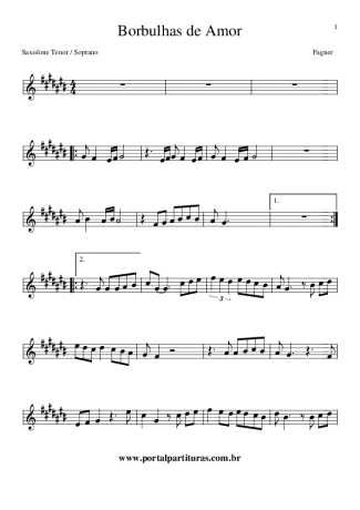 Fagner Borbulhas de Amor score for Tenor Saxophone Soprano (Bb)