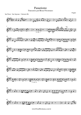 Fagner Fanatismo score for Tenor Saxophone Soprano Clarinet (Bb)