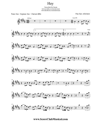 Fais Hey score for Tenor Saxophone Soprano (Bb)