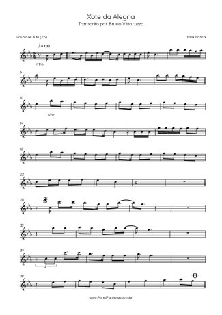 Falamansa  score for Alto Saxophone