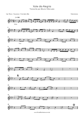Falamansa Xote Da Alegria score for Tenor Saxophone Soprano (Bb)