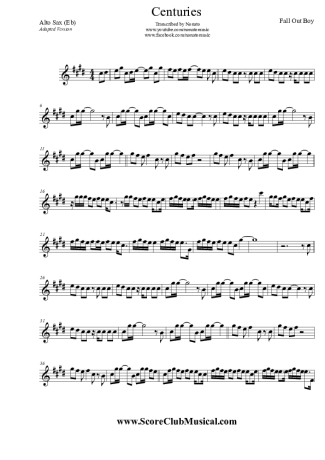 Fall Out Boy  score for Alto Saxophone