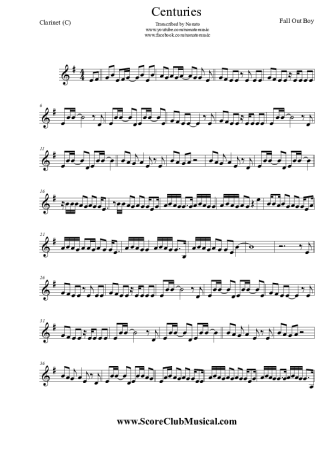 Fall Out Boy  score for Clarinet (C)