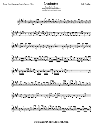 Fall Out Boy Centuries score for Tenor Saxophone Soprano (Bb)