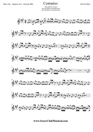 Fall Out Boy  score for Tenor Saxophone Soprano (Bb)