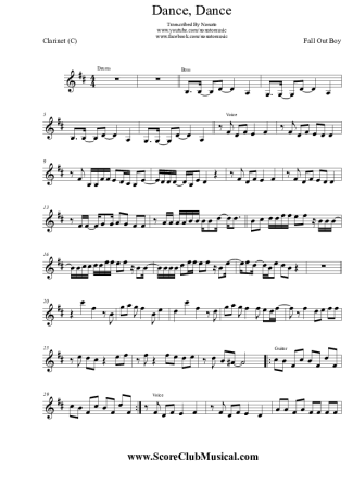 Fall Out Boy Dance, Dance score for Clarinet (C)