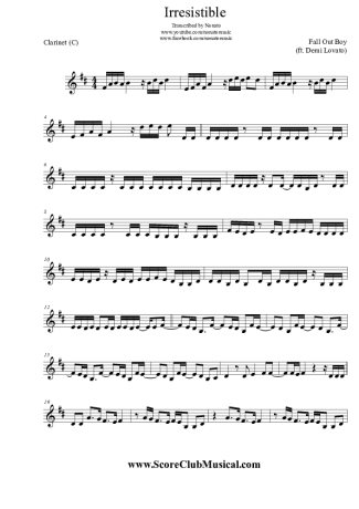 Fall Out Boy Irresistible (ft. Demi Lovato) score for Clarinet (C)
