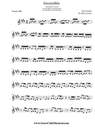Fall Out Boy Irresistible (ft. Demi Lovato) score for Trumpet