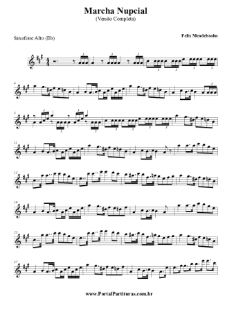 Felix Mendelssohn Marcha Nupcial score for Alto Saxophone