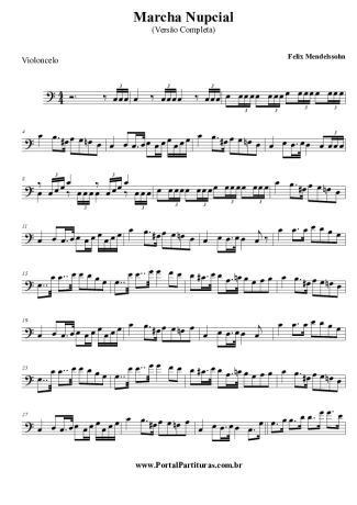 Felix Mendelssohn Marcha Nupcial score for Cello