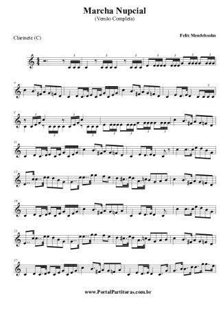 Felix Mendelssohn Marcha Nupcial score for Clarinet (C)
