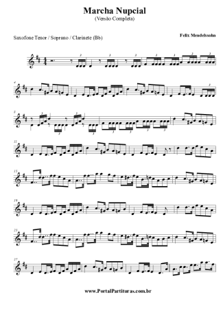 Felix Mendelssohn Marcha Nupcial score for Tenor Saxophone Soprano (Bb)