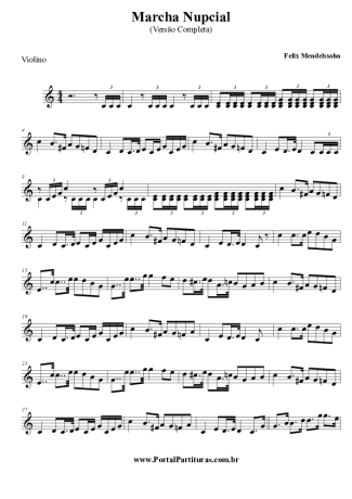 Felix Mendelssohn Marcha Nupcial score for Violin