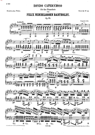 Felix Mendelssohn Rondo Capriccioso  Op 14 score for Piano