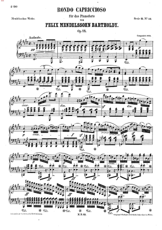 Felix Mendelssohn  score for Piano